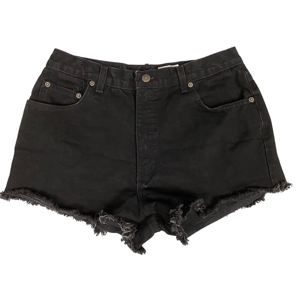 Moda‎ Intl High Rise Raw Hem Cut Off Mini Denim Shorts Womens 10 USA Vintage Y2K